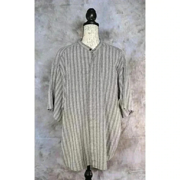 Xstatx Black/white grey stripe/heathered button down Size XL short sleeve shirt - Picture 1 of 13